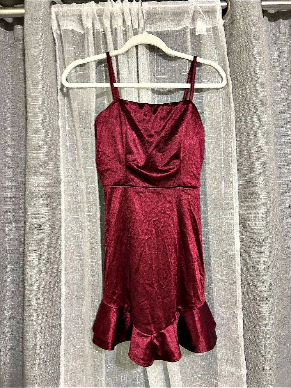 Xtraordinary Mini Satin Ruffle Dress Size 7 Like New